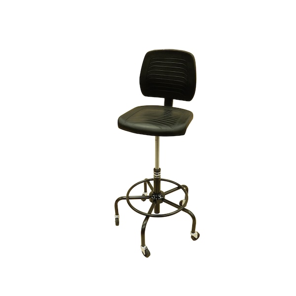 Shopsol Workbench Polyurethane Chair 22 In to 32 In Seat Ht. Welded Footring Tubular Base 300 lbs. cap. - 1010823