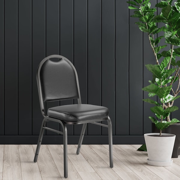 National Public Seating Stacking Chair, 9200 Series, Vinyl Black - 9210-BT