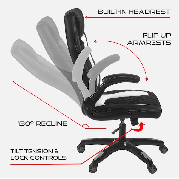Aon AON Archeus Ergonomic Gaming Chair - Black & White - AON001BKWH