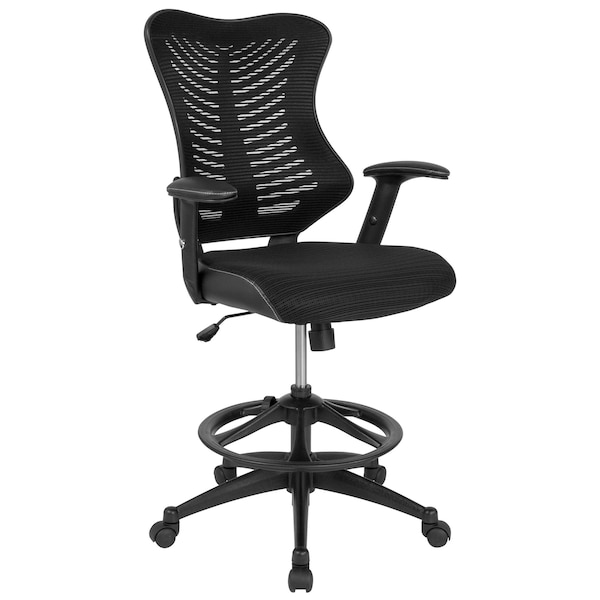 Flash Furniture Drafting Chair Black Mesh Drafting Chair, Mesh, Black - BL-LB-8816D-GG