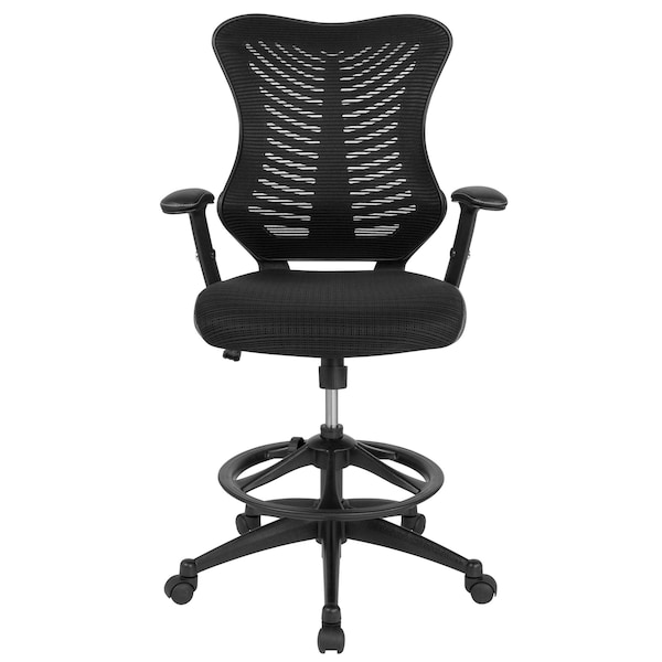 Flash Furniture Drafting Chair Black Mesh Drafting Chair, Mesh, Black - BL-LB-8816D-GG