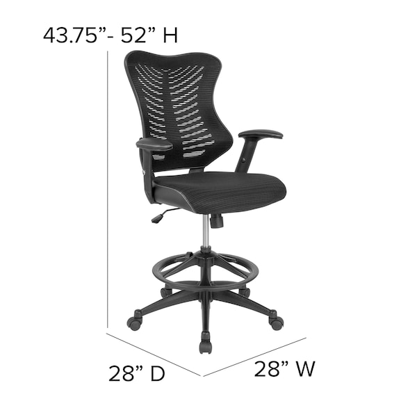 Flash Furniture Drafting Chair Black Mesh Drafting Chair, Mesh, Black - BL-LB-8816D-GG