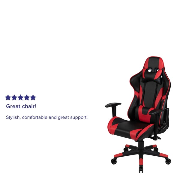 Flash Furniture Red LeatherSoft Gaming Chair with Reclining Back - CH-187230-1-RED-GG