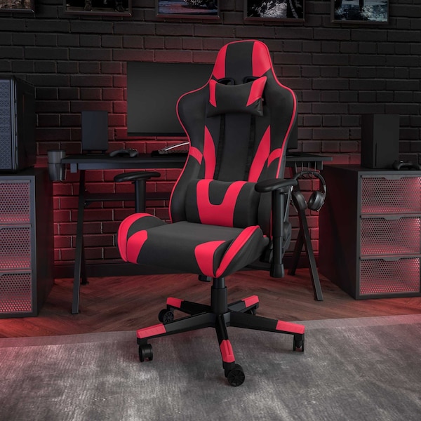 Flash Furniture Red LeatherSoft Gaming Chair with Reclining Back - CH-187230-1-RED-GG