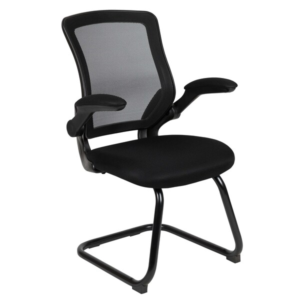 Flash Furniture Black Mesh Sled Base Side Reception Chai - BL-ZP-8805C-GG