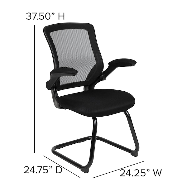 Flash Furniture Black Mesh Sled Base Side Reception Chai - BL-ZP-8805C-GG