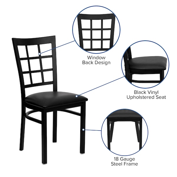 Flash Furniture Hercules Restaurant Chair, Black Back, 16-1/2 in W 20" L 36-1/2" H - XU-DG6Q3BWIN-BLKV-GG