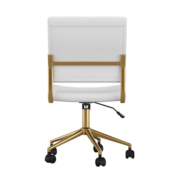 Martha Stewart Ivy Upholstered Office Chair in White/Polished Brass - CH-220921-1-WH-GLD-MS