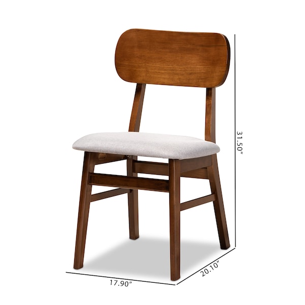 Baxton Studio Euclid Mid-Century Modern Grey Fabric and Walnut Brown Finished Wood 2-Piece Dining Chair Set - 184-11647-ZORO