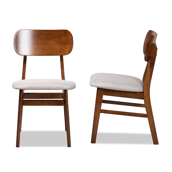 Baxton Studio Euclid Mid-Century Modern Grey Fabric and Walnut Brown Finished Wood 2-Piece Dining Chair Set - 184-11647-ZORO
