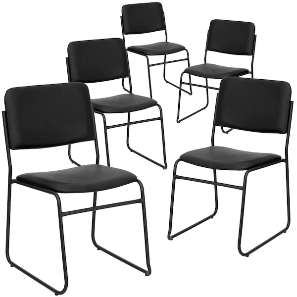 Flash Furniture Black Vinyl Stack Chair - 5-XU-8700-BLK-B-VYL-30-GG