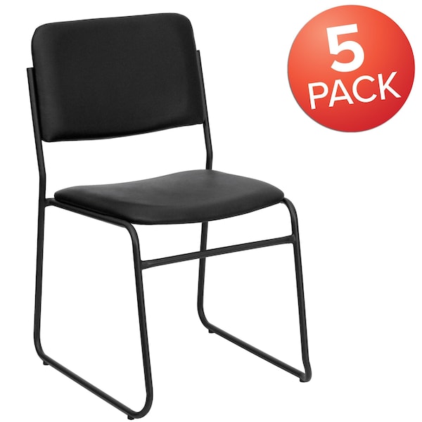 Flash Furniture Black Vinyl Stack Chair - 5-XU-8700-BLK-B-VYL-30-GG