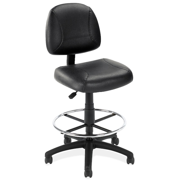 Officesource Effort Collection Black Leather Armless Deluxe Posture Chair with Black Frame - 316FRLBK