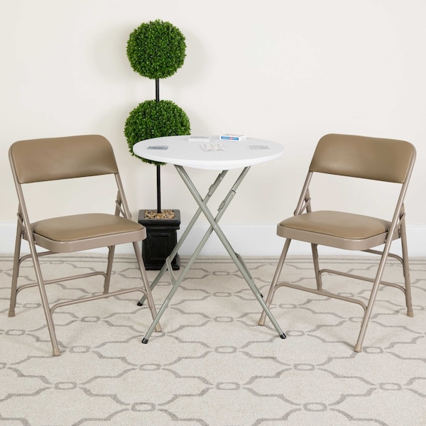 Flash Furniture Beige Vinyl Folding Chair - 2-HA-MC309AV-BGE-GG