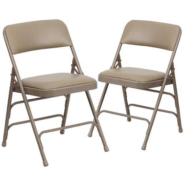Flash Furniture Beige Vinyl Folding Chair - 2-HA-MC309AV-BGE-GG