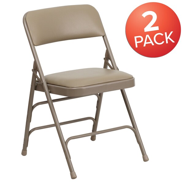 Flash Furniture Beige Vinyl Folding Chair - 2-HA-MC309AV-BGE-GG