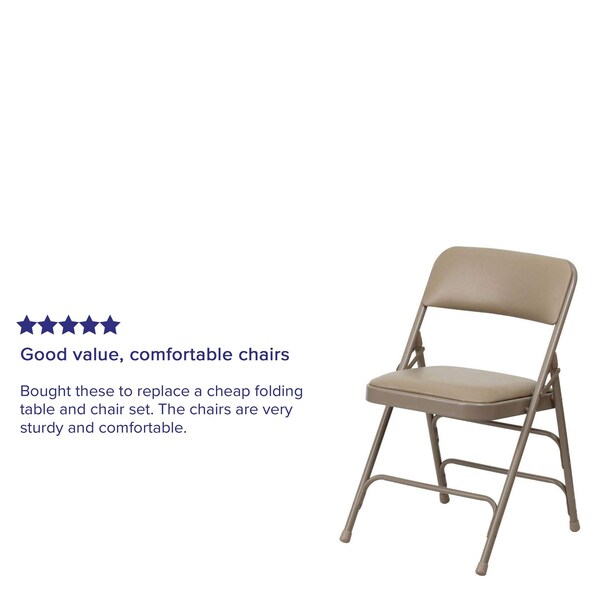 Flash Furniture Beige Vinyl Folding Chair - 2-HA-MC309AV-BGE-GG