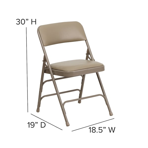 Flash Furniture Beige Vinyl Folding Chair - 2-HA-MC309AV-BGE-GG