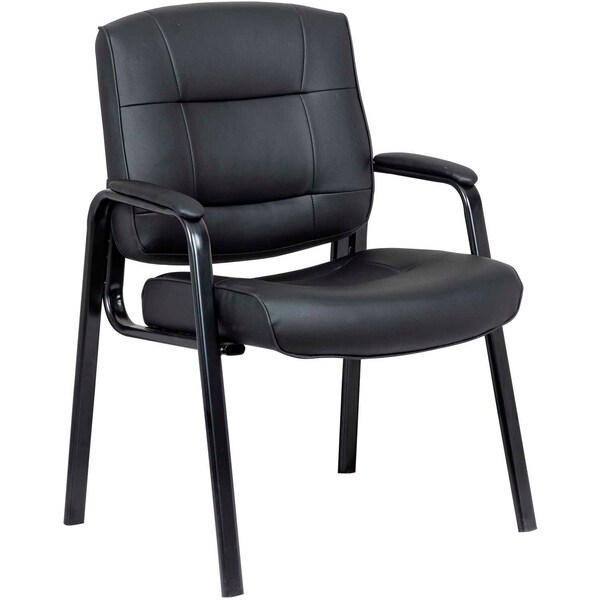 Interion By Global Industrial Interion Antimicrobial Leather Guest Chair, Black - 695721-AM