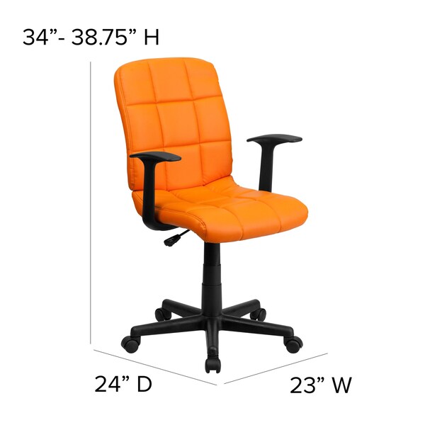 Flash Furniture Metal Contemporary Chair, 16-3/4" to 21-3/4, Fixed Arms, Orange - GO-1691-1-ORG-A-GG