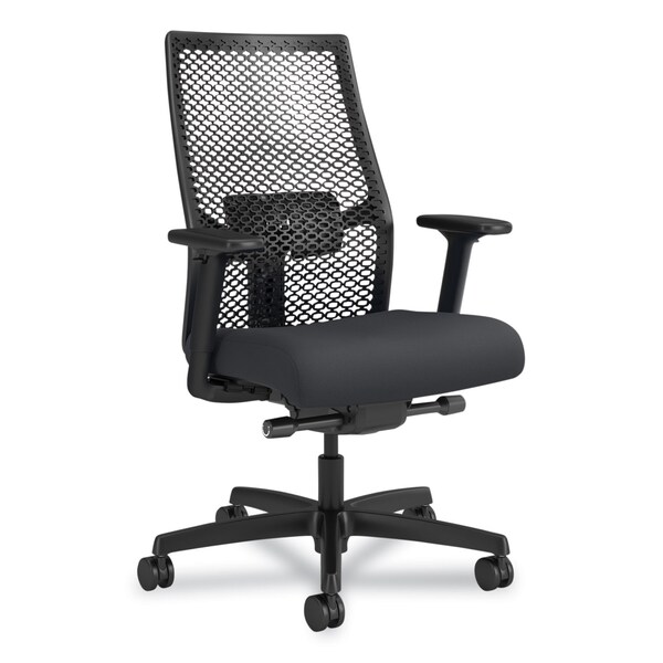 Hon Ignition 2.0 ReActiv Mid-Back Task Chair, 17.25in to 21.75in Seat Height, Basalt Vinyl Seat, Black - HONI2MRL2BS23TK