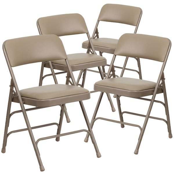 Flash Furniture Beige Vinyl Folding Chair - 4-HA-MC309AV-BGE-GG