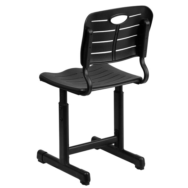 Flash Furniture Student Chair, Black Back, 16-1/4 in W 15-1/4" L 32-1/2" H, Adjustable, Plastic Seat - YU-YCX-09010-GG