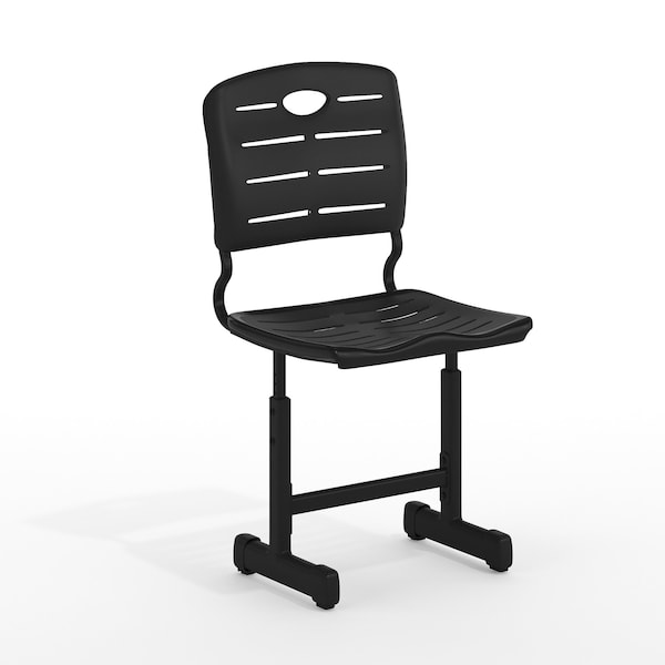 Flash Furniture Student Chair, Black Back, 16-1/4 in W 15-1/4" L 32-1/2" H, Adjustable, Plastic Seat - YU-YCX-09010-GG