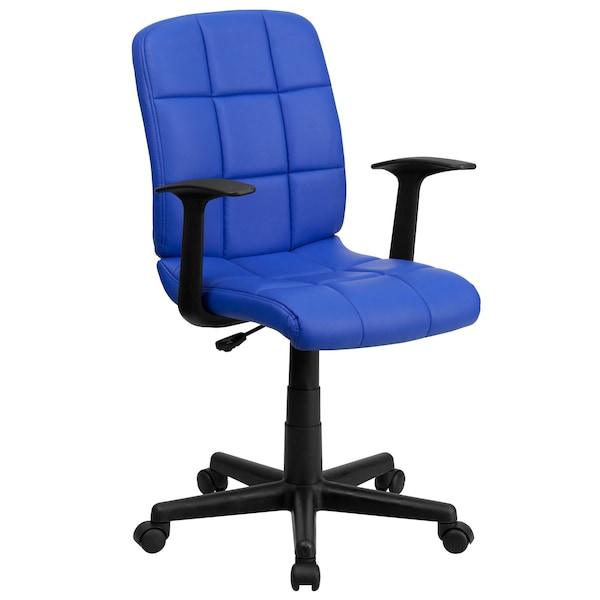 Flash Furniture Metal Contemporary Chair, 16-3/4" to 21-3/4, Fixed Arms, Blue - GO-1691-1-BLUE-A-GG