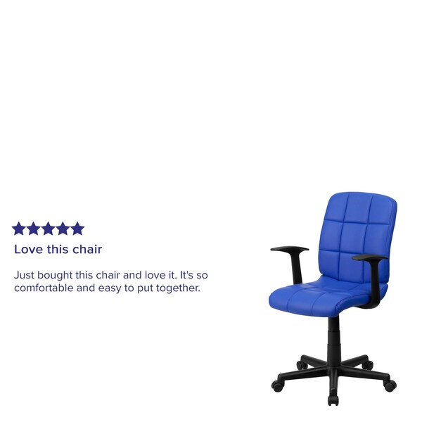 Flash Furniture Metal Contemporary Chair, 16-3/4" to 21-3/4, Fixed Arms, Blue - GO-1691-1-BLUE-A-GG
