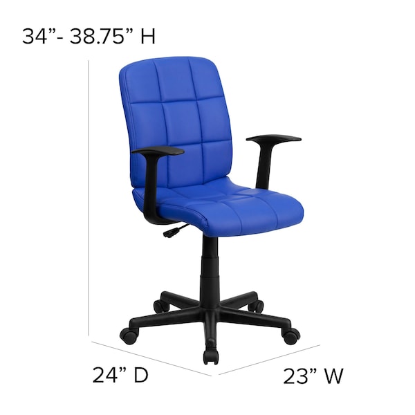 Flash Furniture Metal Contemporary Chair, 16-3/4" to 21-3/4, Fixed Arms, Blue - GO-1691-1-BLUE-A-GG
