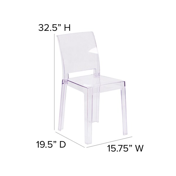 Flash Furniture Contemporary Ghost Chair, 15-3/4 in W 19-1/2" L 32-1/2" H - OW-SQUAREBACK-18-GG