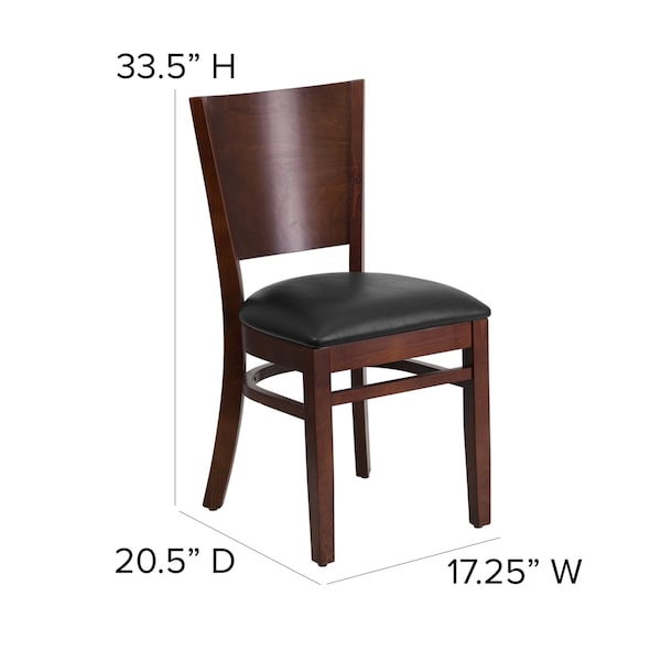 Flash Furniture Lacey Restaurant Chair, Wood Back, 17-1/4 in W 20-1/2" L 33-1/2" H - XU-DG-W0094B-WAL-BLKV-GG
