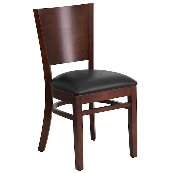 Flash Furniture Lacey Restaurant Chair, Wood Back, 17-1/4 in W 20-1/2" L 33-1/2" H - XU-DG-W0094B-WAL-BLKV-GG