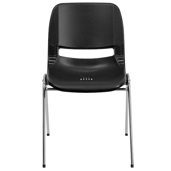 Flash Furniture Stack Chair, Plastic, Black, 18" H - RUT-18-BK-CHR-GG
