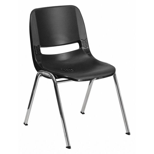 Flash Furniture Stack Chair, Plastic, Black, 18" H - RUT-18-BK-CHR-GG
