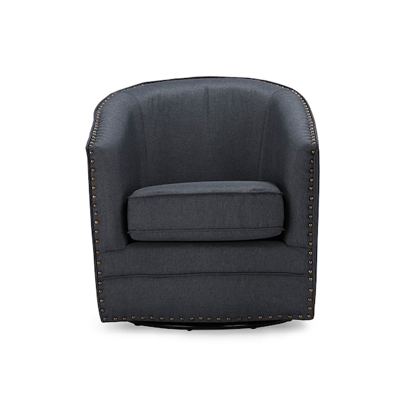 Baxton Studio Porter Classic Retro Grey Upholstered Swivel Tub Chair - 119-6665
