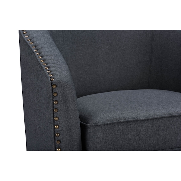 Baxton Studio Porter Classic Retro Grey Upholstered Swivel Tub Chair - 119-6665
