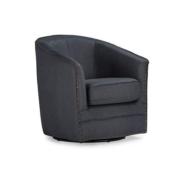 Baxton Studio Porter Classic Retro Grey Upholstered Swivel Tub Chair - 119-6665