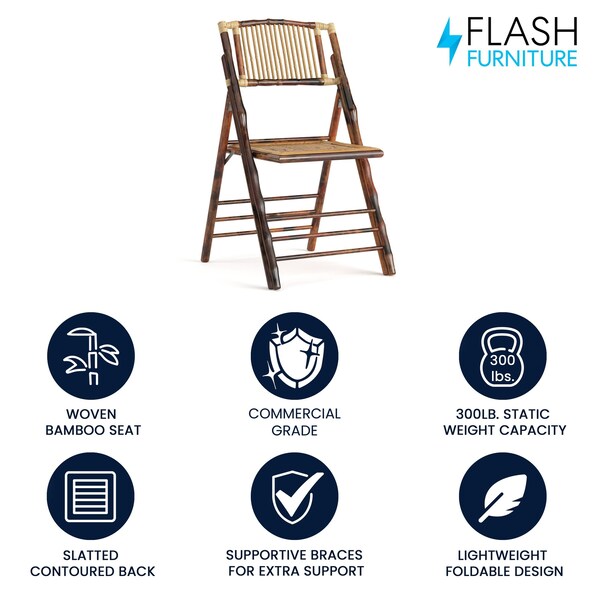Flash Furniture Folding Chair, Bamboo - X-62111-BAM-GG