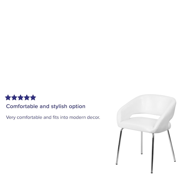 Flash Furniture Fusion Side Reception Chair, White Back, 23-1/2 in W 21-3/4" L 28-3/4" H, Leather Seat - CH-162731-WH-GG