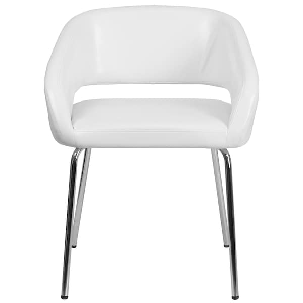 Flash Furniture Fusion Side Reception Chair, White Back, 23-1/2 in W 21-3/4" L 28-3/4" H, Leather Seat - CH-162731-WH-GG