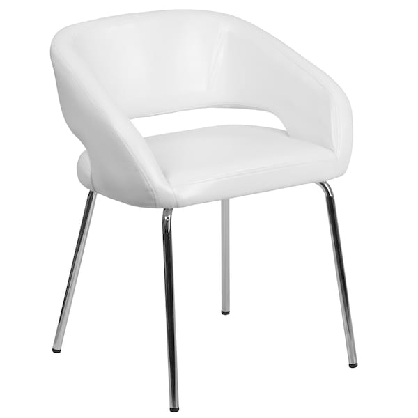Flash Furniture Fusion Side Reception Chair, White Back, 23-1/2 in W 21-3/4" L 28-3/4" H, Leather Seat - CH-162731-WH-GG