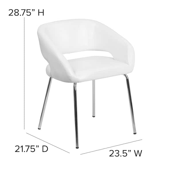 Flash Furniture Fusion Side Reception Chair, White Back, 23-1/2 in W 21-3/4" L 28-3/4" H, Leather Seat - CH-162731-WH-GG