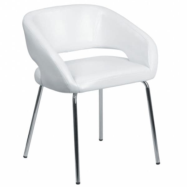 Flash Furniture Fusion Side Reception Chair, White Back, 23-1/2 in W 21-3/4" L 28-3/4" H, Leather Seat - CH-162731-WH-GG