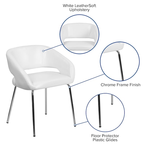 Flash Furniture Fusion Side Reception Chair, White Back, 23-1/2 in W 21-3/4" L 28-3/4" H, Leather Seat - CH-162731-WH-GG