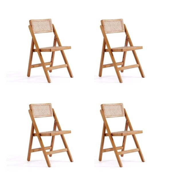 Designed To Furnish Pullman Folding Dining Chair, Nature Cane, 4PK - DE3589016