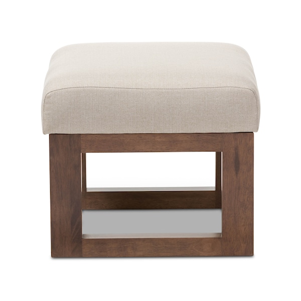 Baxton Studio Yashiya Mid-century Light Beige Upholstered Ottoman Stool - 123-6820