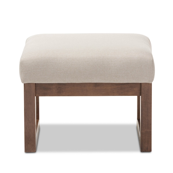 Baxton Studio Yashiya Mid-century Light Beige Upholstered Ottoman Stool - 123-6820