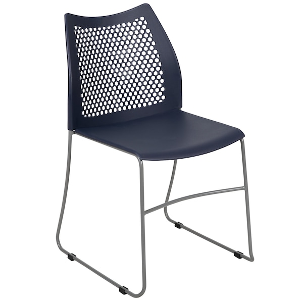 Flash Furniture Navy Plastic Stack Chair, PK5 - 5-RUT-498A-NY-GG